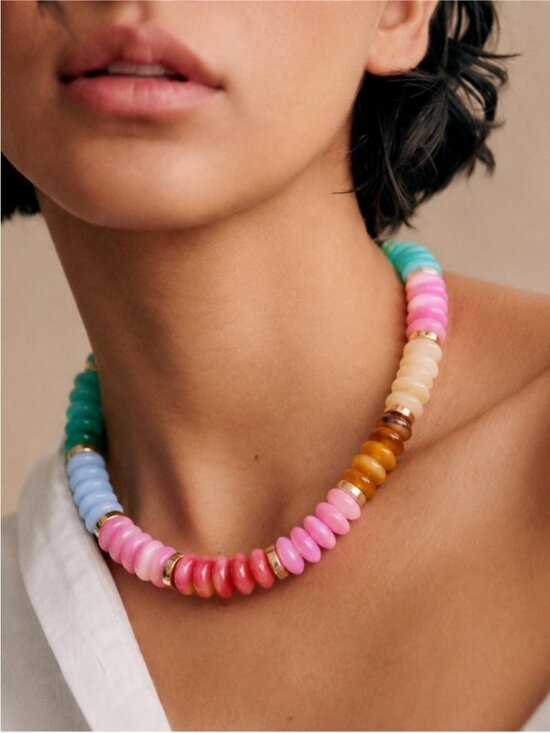 Anthropologie Jewelry - New! Coastal Colorful Preppy Beaded Dopamine Necklace NWOT